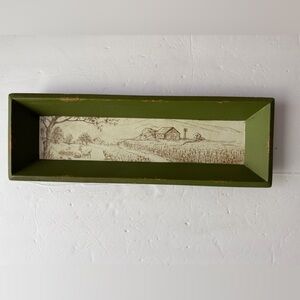 Michel Design Works Landscape Goats Trees Houses Wood tray 16”